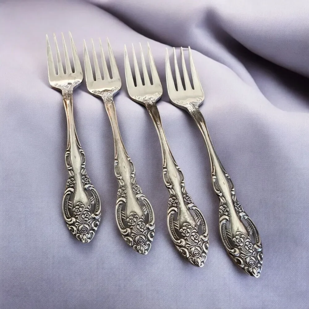 Vintage 1970s Towle Stainless TWS211 Pierced 4 Salad Forks SCC Japan Supreme (C)